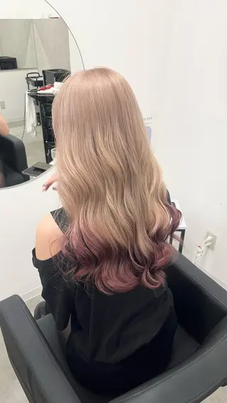 ロング カラー 透明感カラー 結羽愛のヘアスタイル