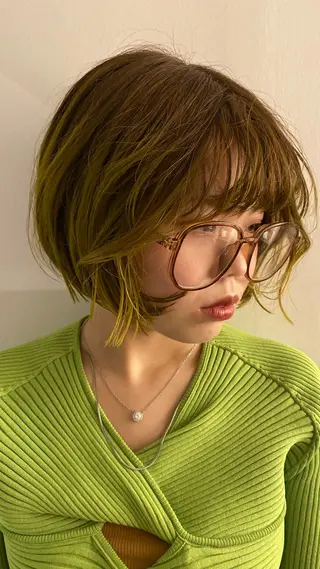 ショート カラー パーマ ヘアアレンジ レイヤーカット パーマ/髪質改善のヘアスタイル