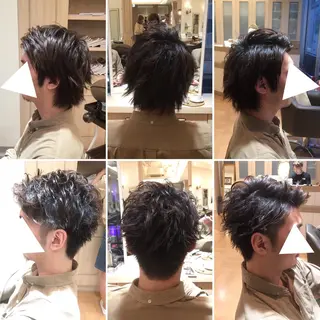 ショート カラー パーマ メンズ 白浜 サキのヘアスタイル