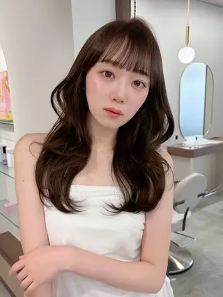 セミロング カラー 藤野 結衣のヘアスタイル