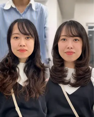 ミディアム カラー 盛れる顔周り✨韓国 レイヤーkanatoのヘアスタイル