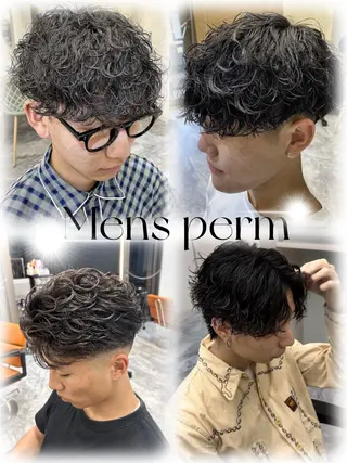 カラー パーマ メンズ ひかりダブルカラー/ レイヤー/ボブパーマのヘアスタイル