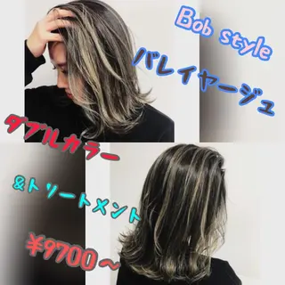 セミロング ブリーチ&似合せボブ 田中寛十のヘアスタイル