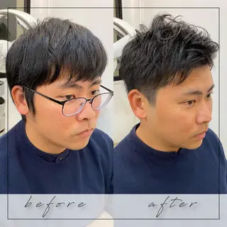 ショート くせ毛×ショート 上岡勇祐のヘアスタイル