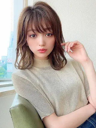 ミディアム 艶感透明感カラー 🫧たけ🫧のヘアスタイル