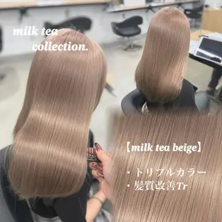 ロング カラー NAMI🤎ブラウン &ミルクティー🤍のヘアスタイル