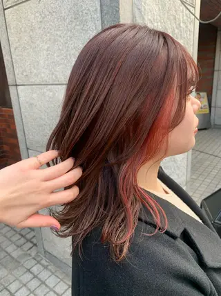 セミロング カラー 🍑艶髪✖️暖色系 ✨momoka🍑のヘアスタイル