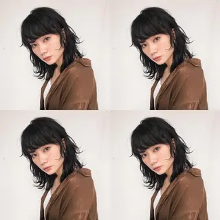 ミディアム カラー パーマ ヘアアレンジ 松田 亮葉のヘアスタイル