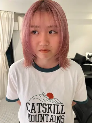 カラー ブリーチカラー🎀 韓国風/寺門美優のヘアスタイル