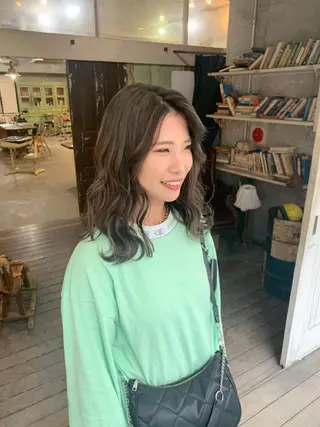 ミディアム カラー パーマ ヘアアレンジ メンズ キッズ 垢抜けカラー ヒロムのヘアスタイル
