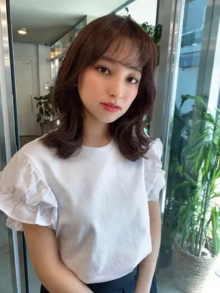 ミディアム カラー 透明感カラー✂︎ /縮毛矯正/YUKAのヘアスタイル
