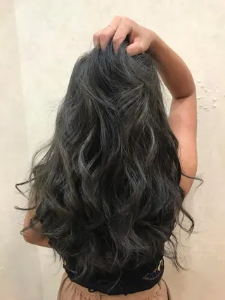 ロング カラー パーマ ヘアアレンジ 色落ちまでキレイに! !女性サロンのヘアスタイル