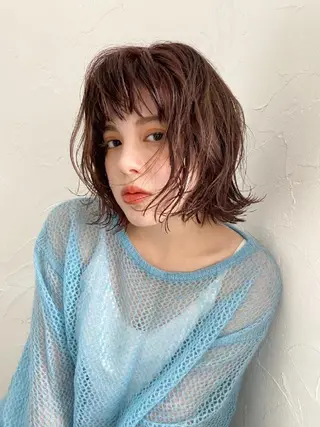 ミディアム パーマ 小田川 竜也のヘアスタイル
