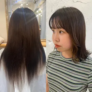 ミディアム 天神最安値エクステ カラーレイヤーカットのヘアスタイル