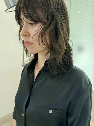 ミディアム パーマ ムロ 二子玉川駅のヘアスタイル