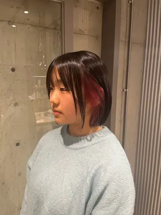 ミディアム カラー ヘアアレンジ 💥ボブ/艶髪/ 透明感カラー/陸人のヘアスタイル