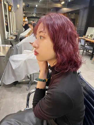 ミディアム パーマ 透明感カラー🌿 グレージュ🐺陽介のヘアスタイル