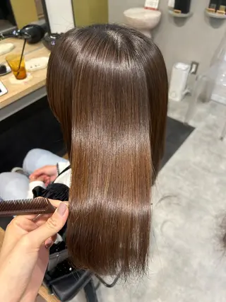 セミロング パーマ hub hair レイヤー/ナチュラルのヘアスタイル