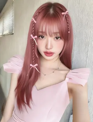 ロング カラー ラベンダー💜 グレージュ🩶のヘアスタイル