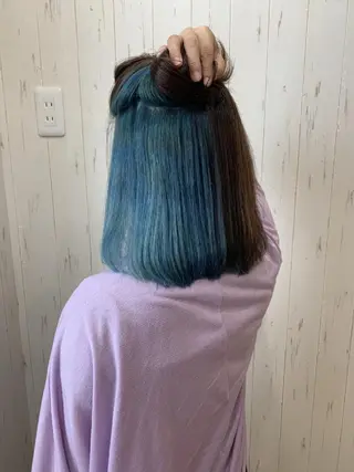 ミディアム カラー ヘアカラー&縮毛矯正 STAR☆RIVERのヘアスタイル