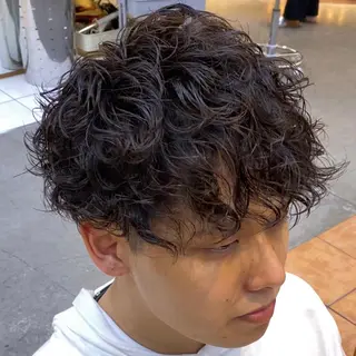 ショート パーマ メンズ メンズ/韓国レイヤー /透明感カラー那須野のヘアスタイル