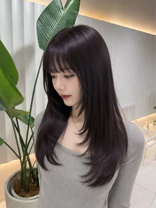 セミロング カラー ラベンダー💜グレー 🩶ミント‪💚のヘアスタイル