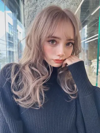 セミロング カラー ヘアアレンジ GiseL天神カラー 髪質改善/ブリーチのヘアスタイル
