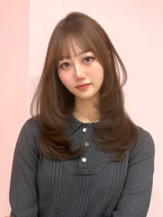 セミロング カラー 渋谷/韓国ヘア/ 顔まわり♡Ayakaのヘアスタイル
