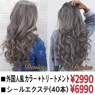 ロング カラー パーマ ヘアアレンジ Device ディバイスのヘアスタイル