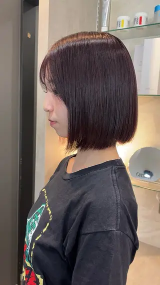 ミディアム 顔まわりレイヤー/諒 オリーブカラー/天神のヘアスタイル