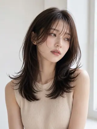 ミディアム カラー 西野 美桜のヘアスタイル