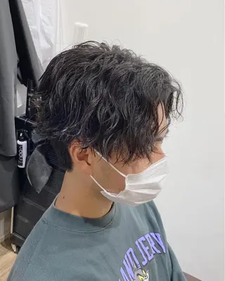 セミロング パーマ メンズ 原田 涼矢のヘアスタイル