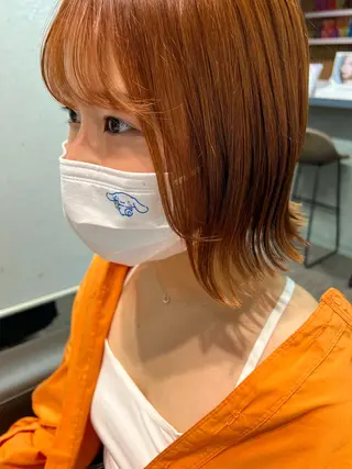 ショート カラー ヘアアレンジ サナ🌱 切りっぱなしボブのヘアスタイル