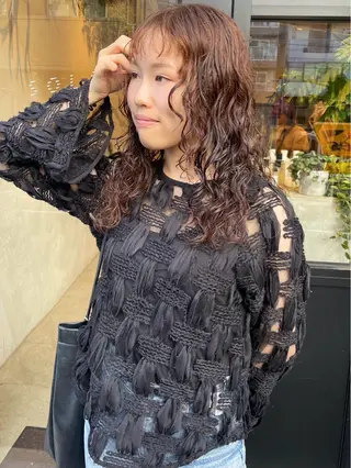 ミディアム パーマ 川口 雄大のヘアスタイル