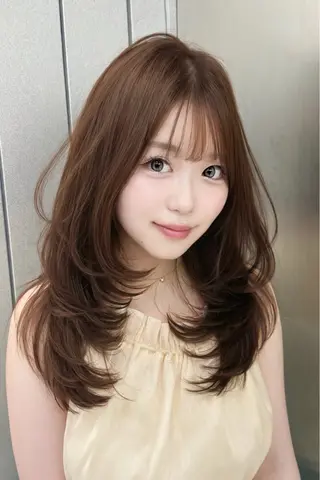 ロング 韓国レイヤー × ハイトーン/コウスケのヘアスタイル
