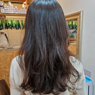 ロング パーマ カラー 韓国風レイヤーカット 上手く丁寧早い/マツのヘアスタイル