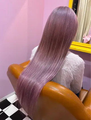 ロング カラー＋ちび編み込み エクステ/梅田のヘアスタイル