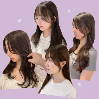 ロング miyu♡̷̷ 韓国ヘア/顔まわりのヘアスタイル