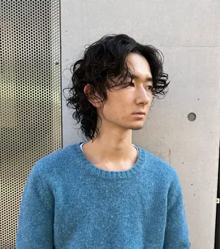セミロング パーマ メンズ メンズ専門ブリー チカラー⚡️リュウジのヘアスタイル
