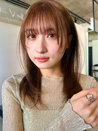 セミロング カラー パーマ kazuki【顔周り ×レイヤーカット】のヘアスタイル