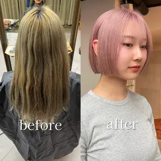 ショート カラー 透明感/ベージュ/ 艶髪/ボブ🫧門脇由のヘアスタイル