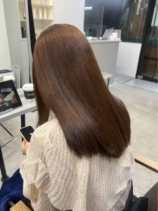 ロング パーマ 🍒モテ暖色カラー × うる艶✧ ゆなのヘアスタイル