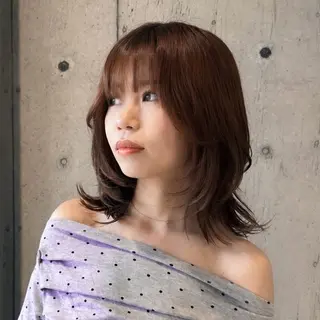 ミディアム カラー 柔め透明感血色カラー 暖色/レイヤー/ゆいのヘアスタイル
