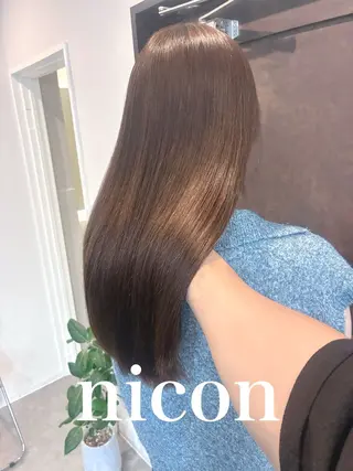 ロング 髪質改善カラー 縮毛矯正のヘアスタイル