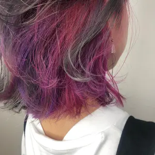 ミディアム カラー ヘアアレンジ 韓国レイヤーカット/ 儚げカラーチナツのヘアスタイル