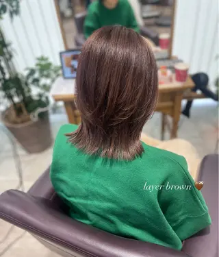 ミディアム カラー シミズ カエデ🍁のヘアスタイル