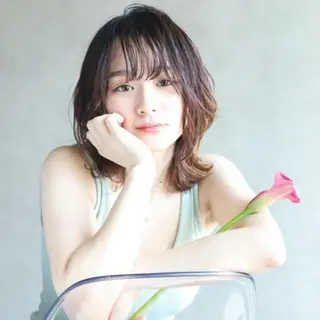 ミディアム カラー パーマ enx天王町店 伊藤 愛央のヘアスタイル