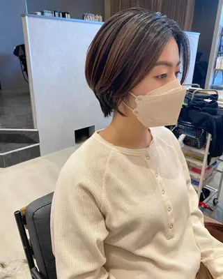 ショート カラー パーマ メンズ キッズ マツエク・マツパ 山本 銘子のヘアスタイル