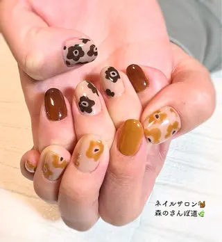 ネイル ショートネイル 森のさんぽ道のネイルデザイン