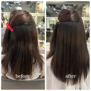 ロング コテ巻き風パーマ/ 縮毛矯正/ゆいなのヘアスタイル